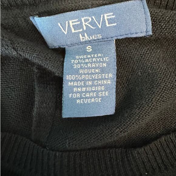 Verve Blues Tulip Back Black Double Layer Sweater Animal Print Women's Small - Picture 10 of 11